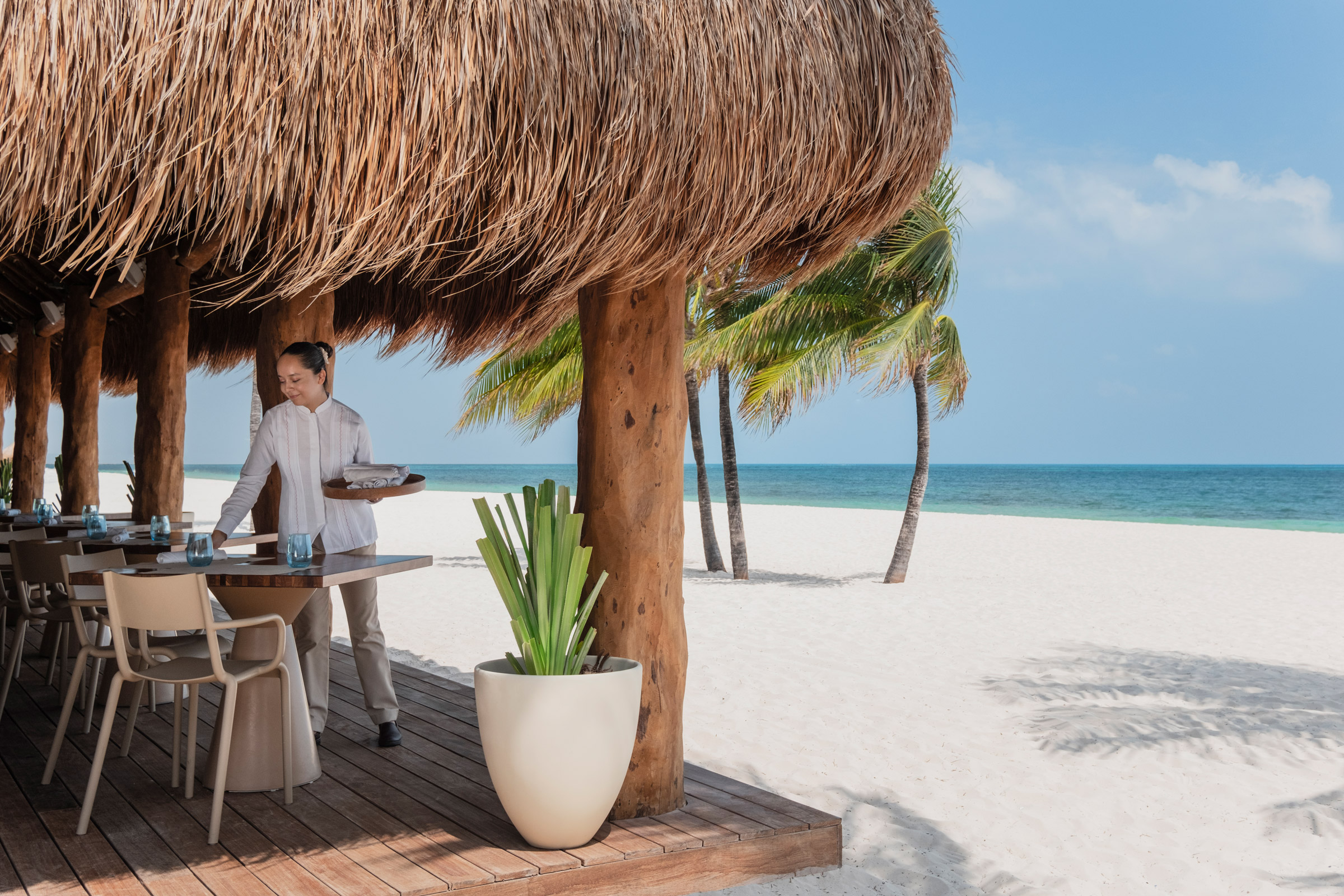 Beachside restaurant in Cancun, Mexico